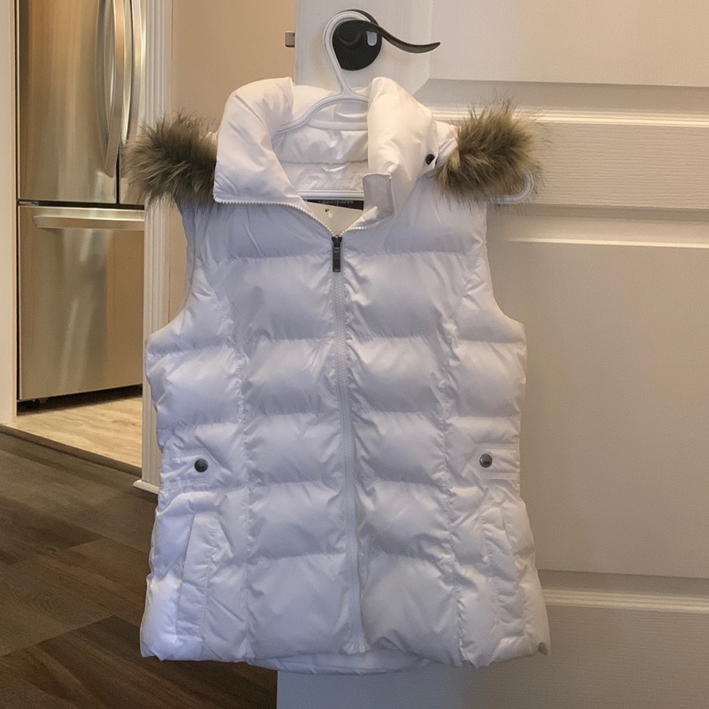 White Vest with hood.